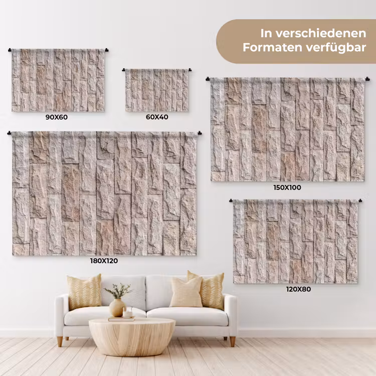 Muur - Steen - Ruw - Beige - Textuur Wandkleed katoen klein -tsfeer8_DE