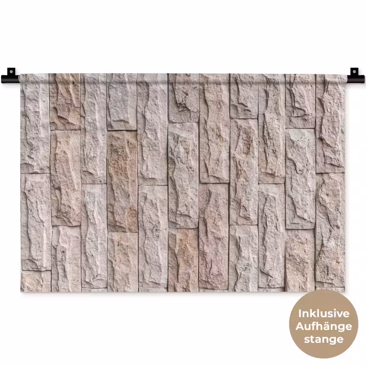 Muur - Steen - Ruw - Beige - Textuur Wandkleed katoen klein -t3d_DE