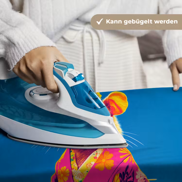 Muis - Kimono - Bloemen - Blauw Wandkleed katoen klein -tsfeer9_DE