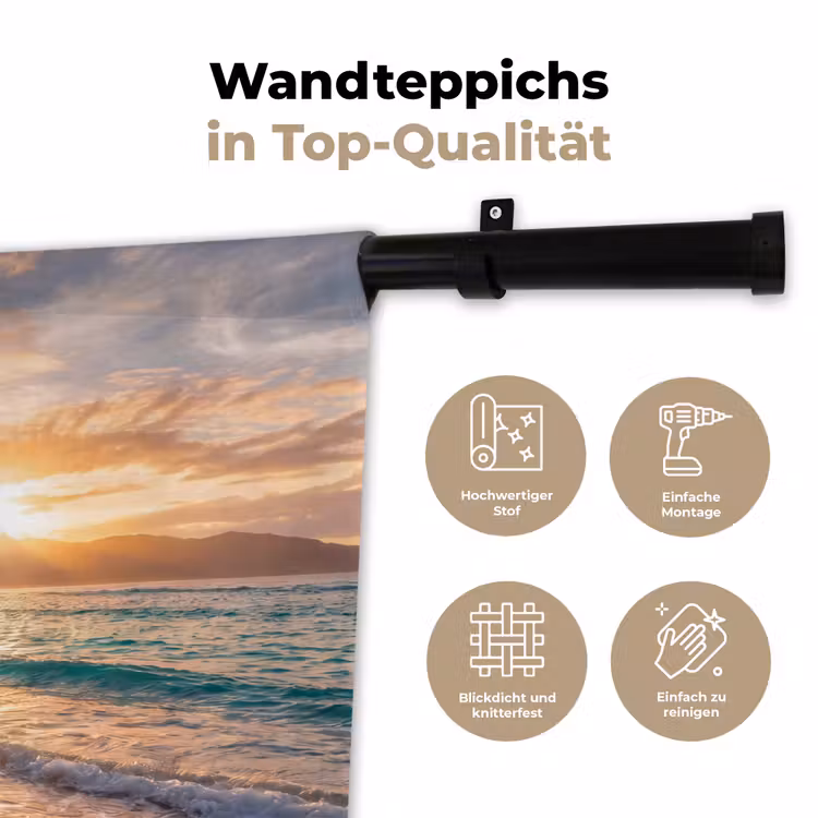 Zee - Berg - Landschap - Tropisch - Goud Wandkleed katoen klein -tsfeer2_DE