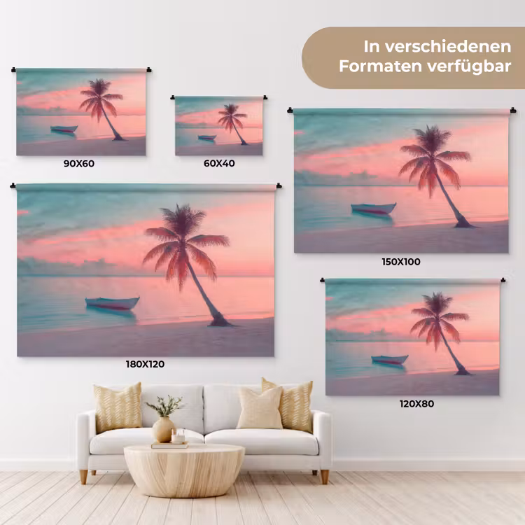 Zee - Boot - Zonsondergang Wandkleed katoen klein -tsfeer8_DE