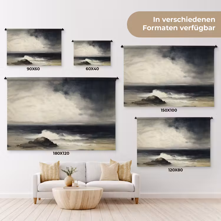 Zee - Rotsen - Storm Wandkleed katoen klein -tsfeer8_DE