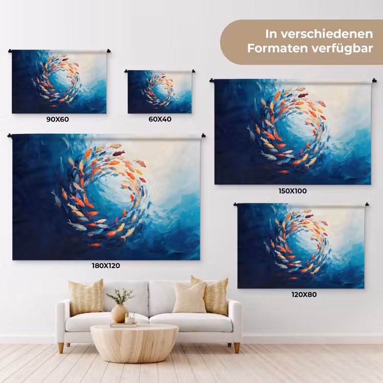 Zee - Vissen - Kleurrijk - Dynamisch Wandkleed katoen klein -tsfeer8_DE