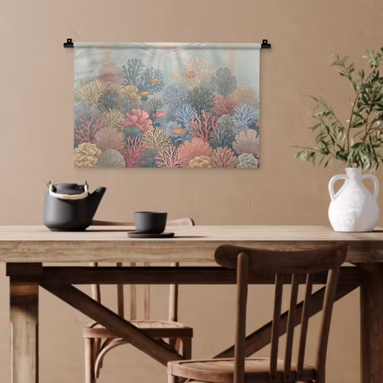 Zee - Koraal - Vis - Natuur - Kleurrijk Wandkleed katoen klein -sfeer6