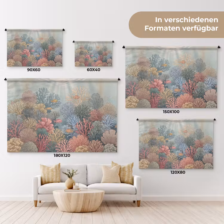 Zee - Koraal - Vis - Natuur - Kleurrijk Wandkleed katoen klein -tsfeer8_DE
