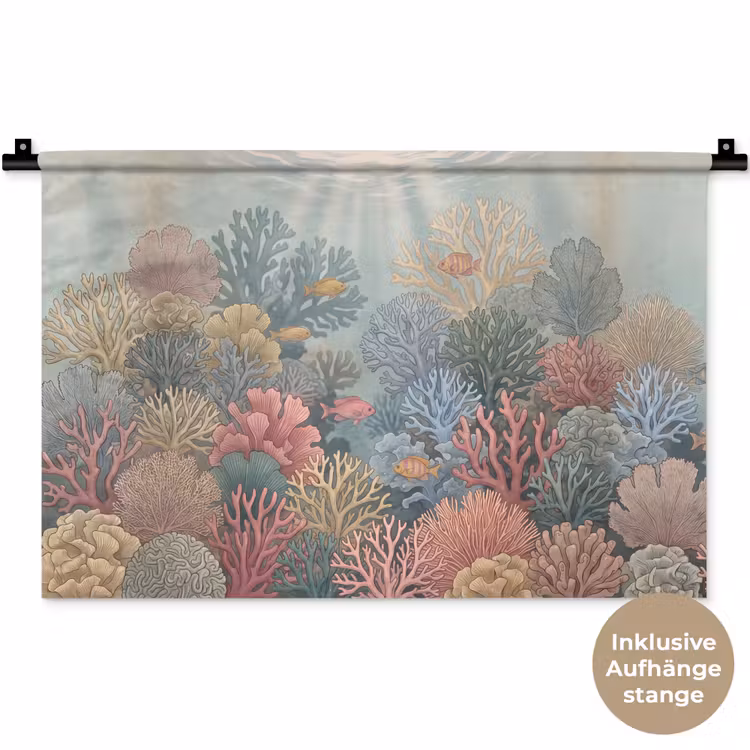 Zee - Koraal - Vis - Natuur - Kleurrijk Wandkleed katoen klein -t3d_DE