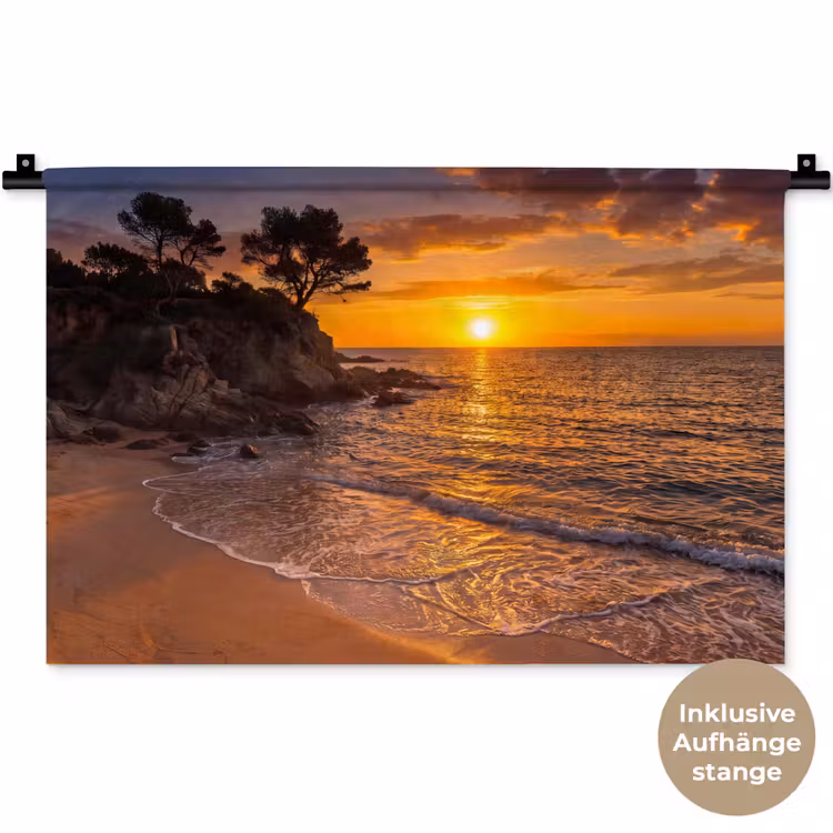 Zee - Kust - Zonsondergang - Natuur - Oranje Wandkleed katoen klein -t3d_DE