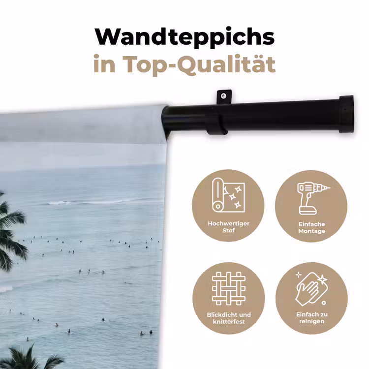 Oceaan - Palmbomen - Surfers Wandkleed katoen klein -tsfeer2_DE