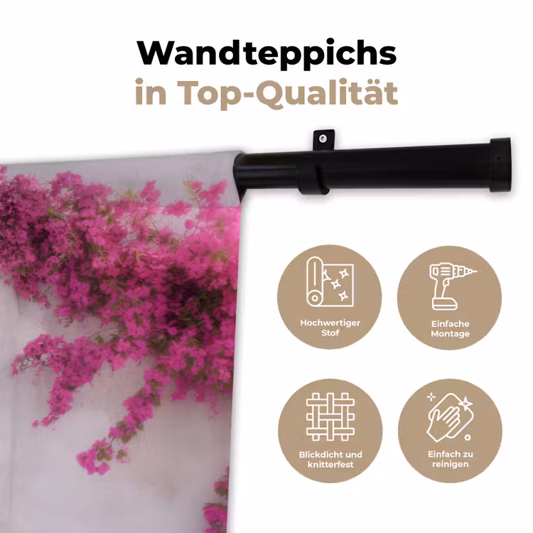 Zee - Roze - Bloemen - Poort Wandkleed katoen klein -tsfeer2_DE