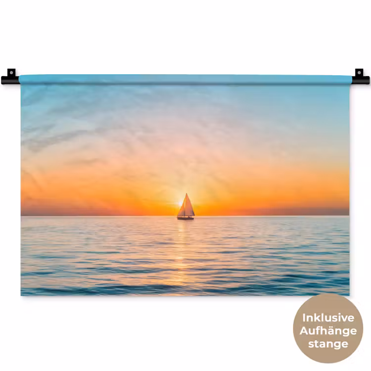 Zee - Zeilboot - Zonsondergang Wandkleed katoen klein -t3d_DE