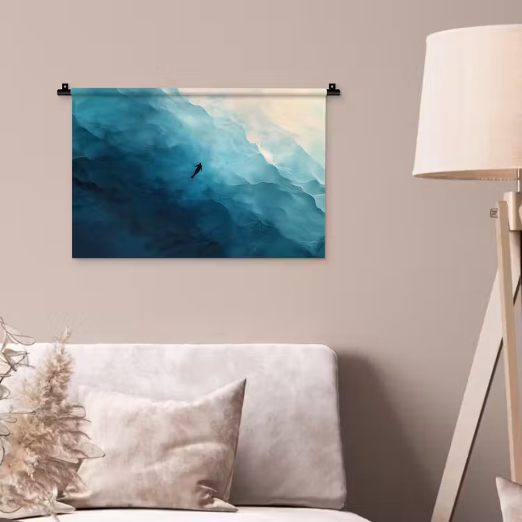 Zee - Silhouet - Abstract - Blauw Wandkleed katoen klein -sfeer4