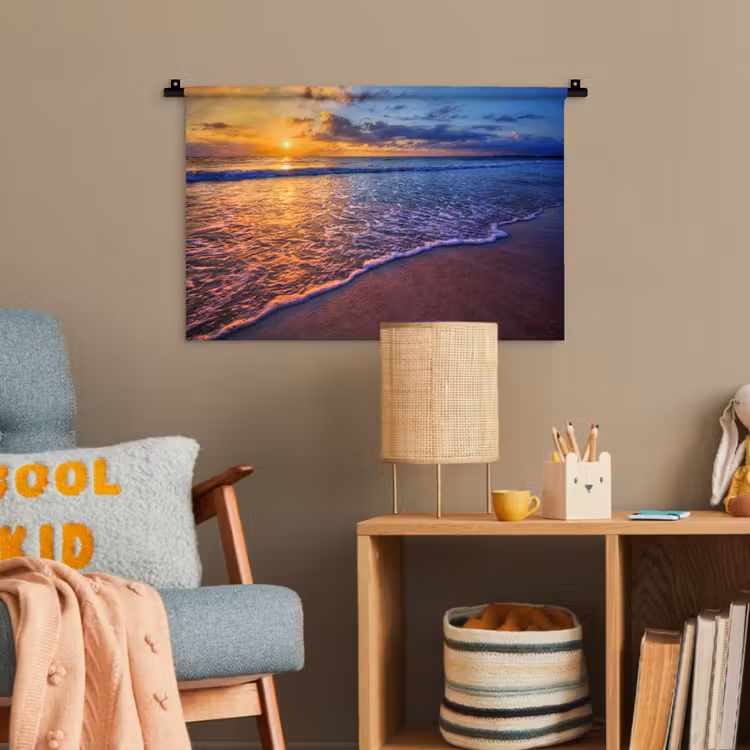 Zee - Strand - Zonsondergang - Wolken - Horizon Wandkleed katoen klein -wsfeer4_kind