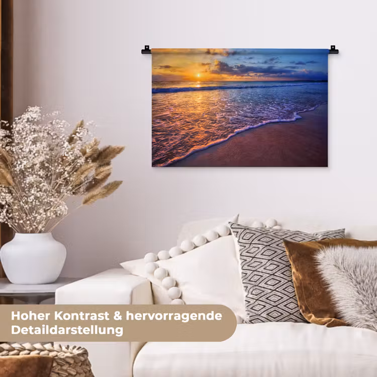 Zee - Strand - Zonsondergang - Wolken - Horizon Wandkleed katoen klein -tsfeer1_DE