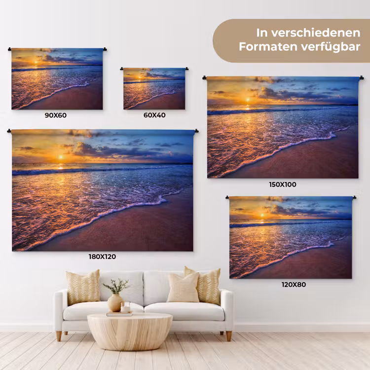 Zee - Strand - Zonsondergang - Wolken - Horizon Wandkleed katoen klein -tsfeer8_DE