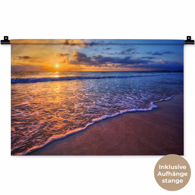 Zee - Strand - Zonsondergang - Wolken - Horizon Wandkleed katoen klein -t3d_DE
