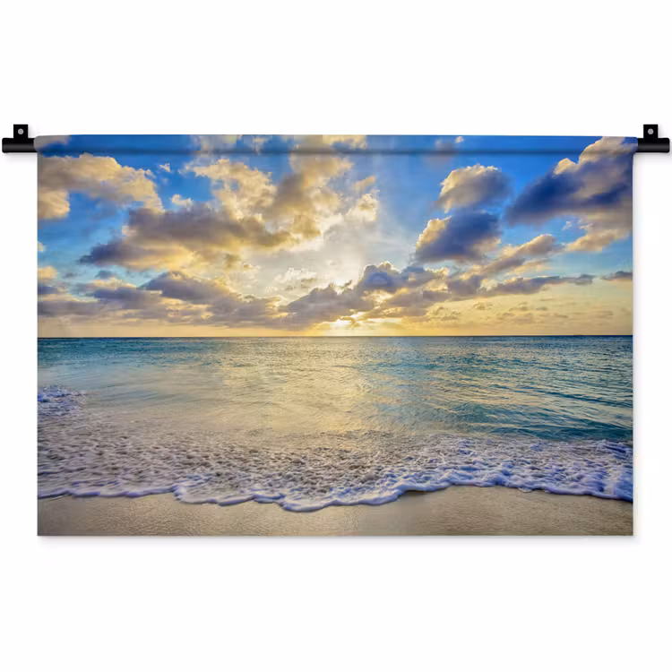Zee - Strand - Wolken - Zon Wandkleed katoen klein -zz3d