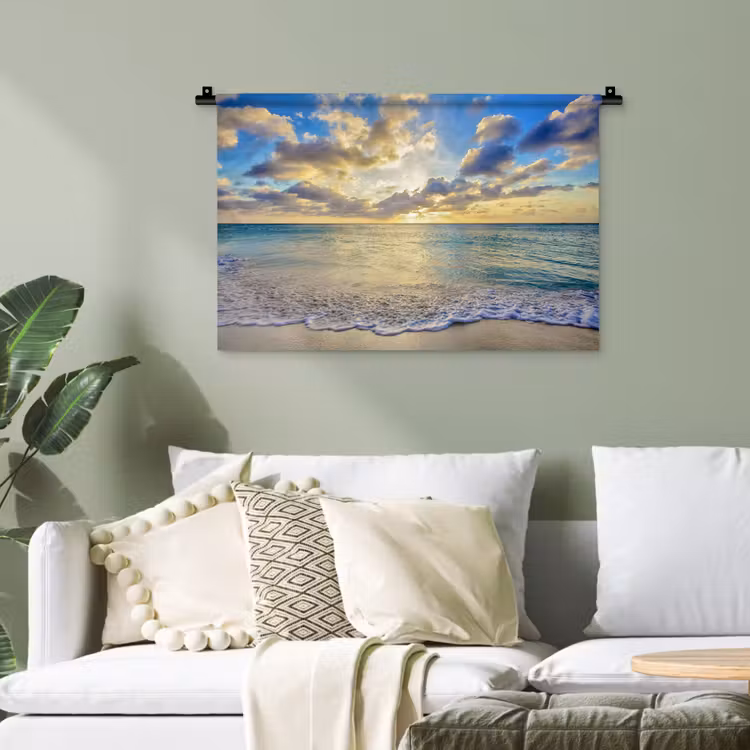 Zee - Strand - Wolken - Zon Wandkleed katoen klein -sfeer7