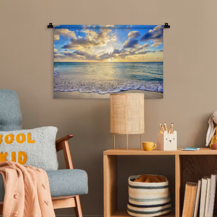 Zee - Strand - Wolken - Zon Wandkleed katoen klein -wsfeer4_kind
