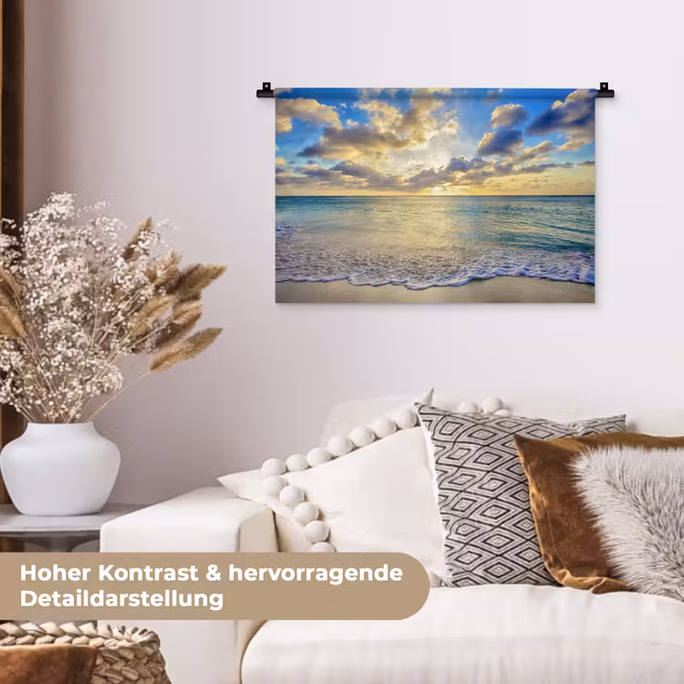 Zee - Strand - Wolken - Zon Wandkleed katoen klein -tsfeer1_DE