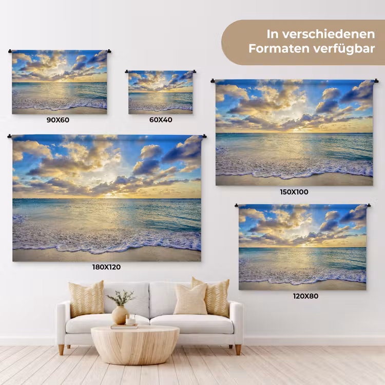 Zee - Strand - Wolken - Zon Wandkleed katoen klein -tsfeer8_DE