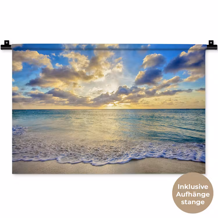 Zee - Strand - Wolken - Zon Wandkleed katoen klein -t3d_DE
