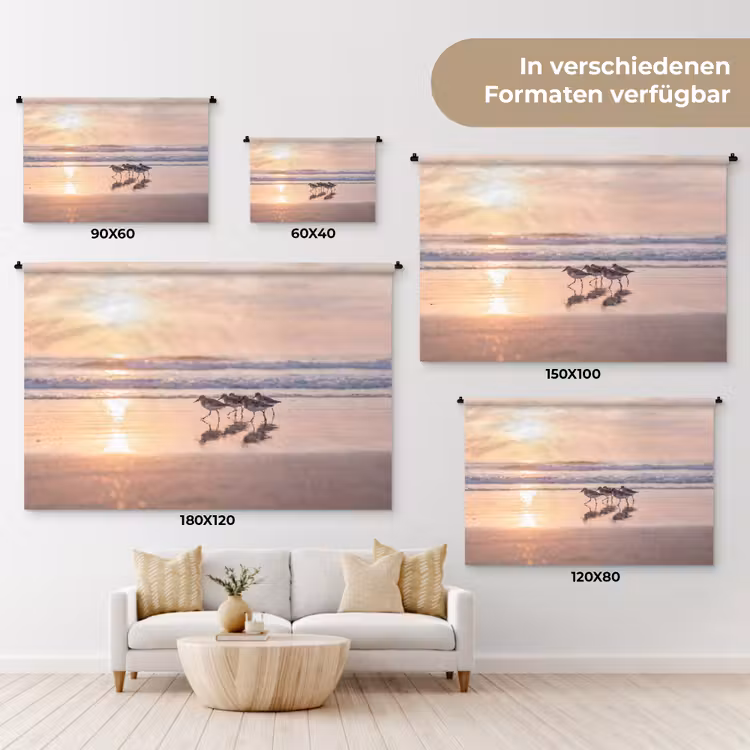 Zee - Vogels - Strand Wandkleed katoen klein -tsfeer8_DE
