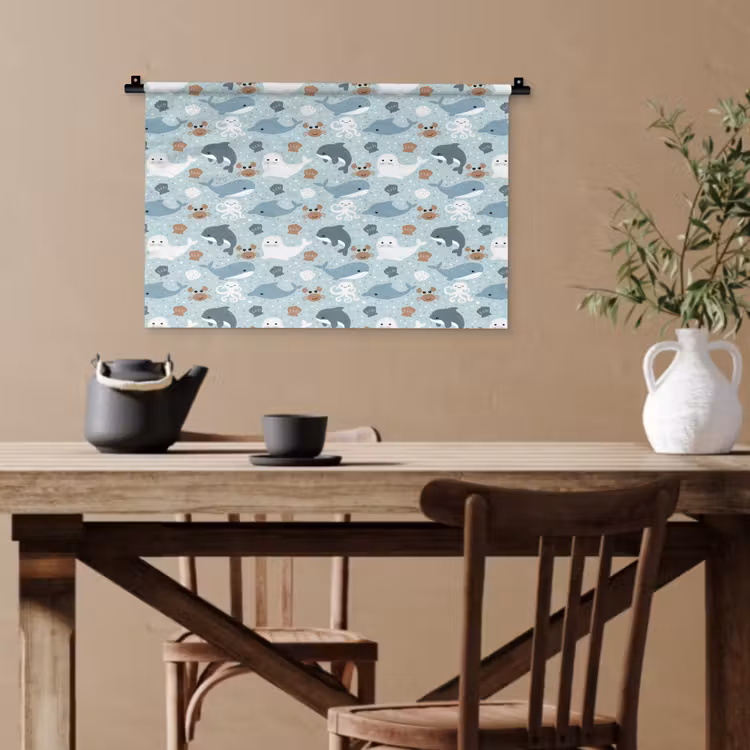 Oceaan - Walvis - Zeehond - Krab Wandkleed katoen klein 269 -sfeer6