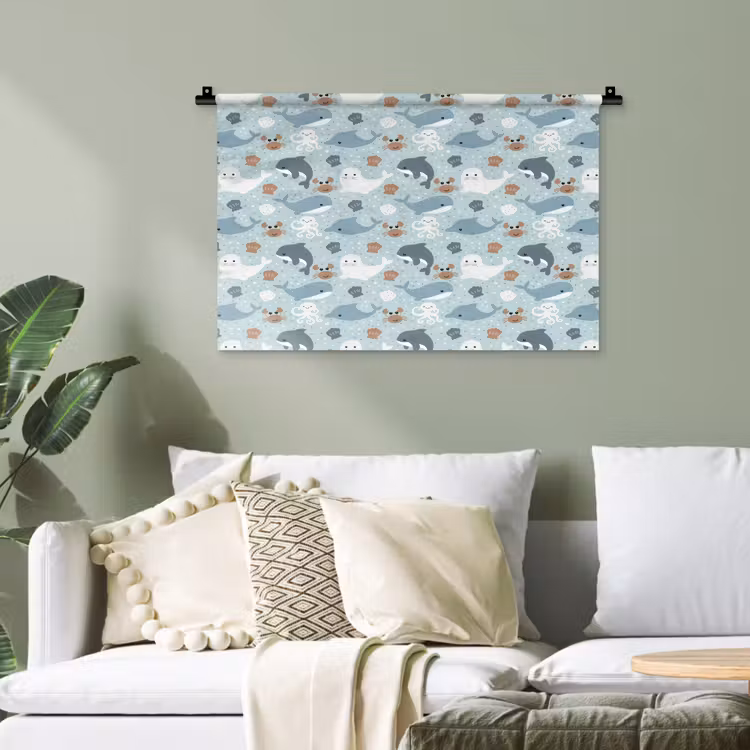 Oceaan - Walvis - Zeehond - Krab Wandkleed katoen klein 269 -sfeer7