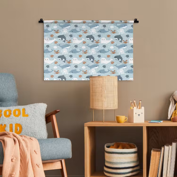 Oceaan - Walvis - Zeehond - Krab Wandkleed katoen klein 269 -wsfeer4_kind