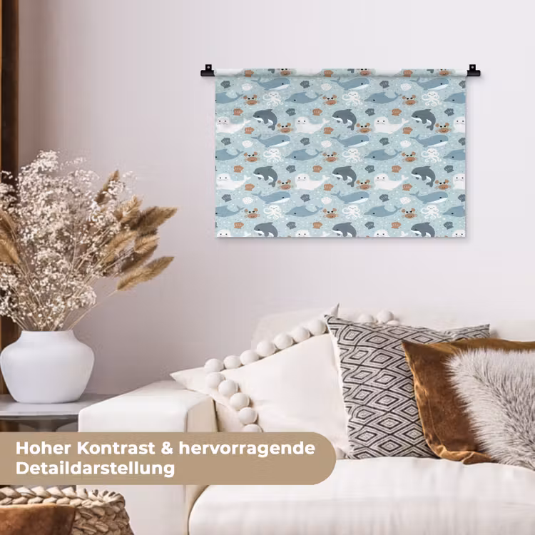 Oceaan - Walvis - Zeehond - Krab Wandkleed katoen klein 269 -tsfeer1_DE