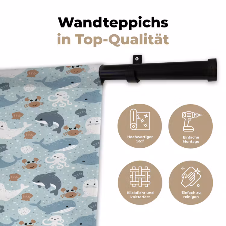 Oceaan - Walvis - Zeehond - Krab Wandkleed katoen klein 269 -tsfeer2_DE