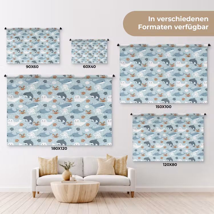 Oceaan - Walvis - Zeehond - Krab Wandkleed katoen klein 269 -tsfeer8_DE