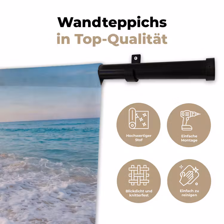 Zee - Golven - Strand - Natuur - Wit Wandkleed katoen klein -tsfeer2_DE