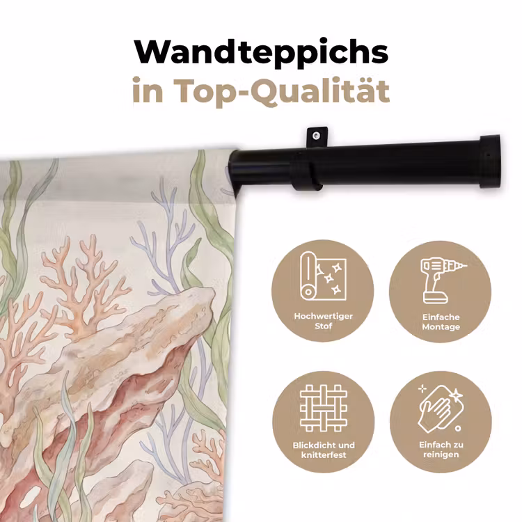 Zeeleven - Koraal - Onderwater - Illustratie - Kleurrijk Wandkleed katoen klein -tsfeer2_DE