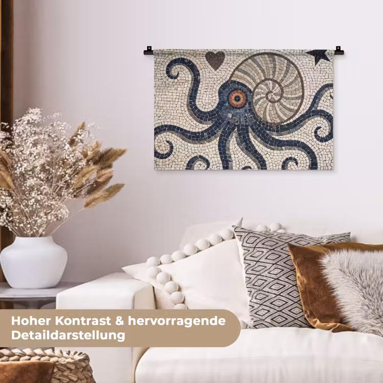 Zeeleven - Mozaïek - Kunst - Vintage - Beige Wandkleed katoen klein -tsfeer1_DE