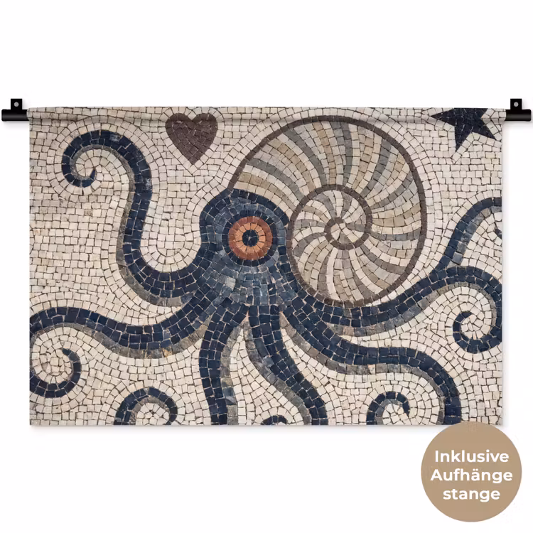 Zeeleven - Mozaïek - Kunst - Vintage - Beige Wandkleed katoen klein -t3d_DE