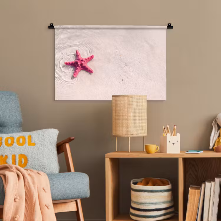 Zeeleven - Zeester - Strand - Roze - Water Wandkleed katoen klein -wsfeer4_kind