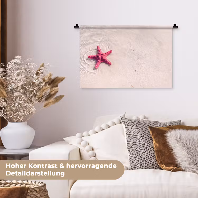 Zeeleven - Zeester - Strand - Roze - Water Wandkleed katoen klein -tsfeer1_DE