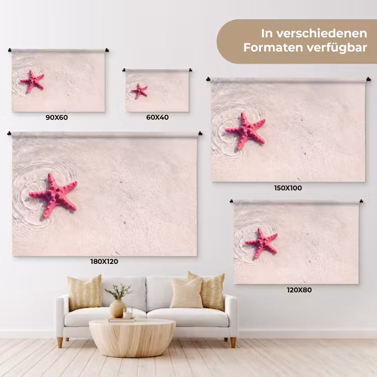 Zeeleven - Zeester - Strand - Roze - Water Wandkleed katoen klein -tsfeer8_DE