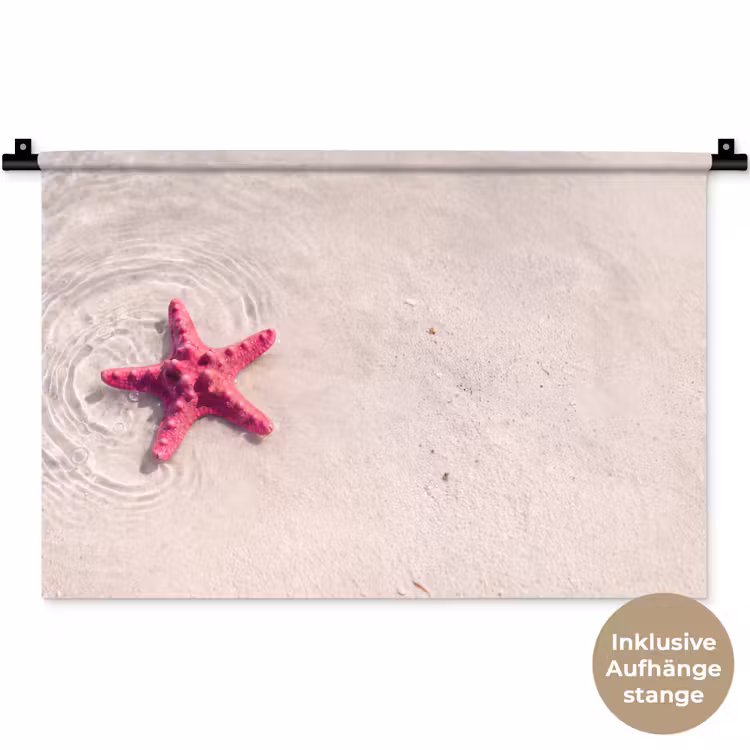 Zeeleven - Zeester - Strand - Roze - Water Wandkleed katoen klein -t3d_DE