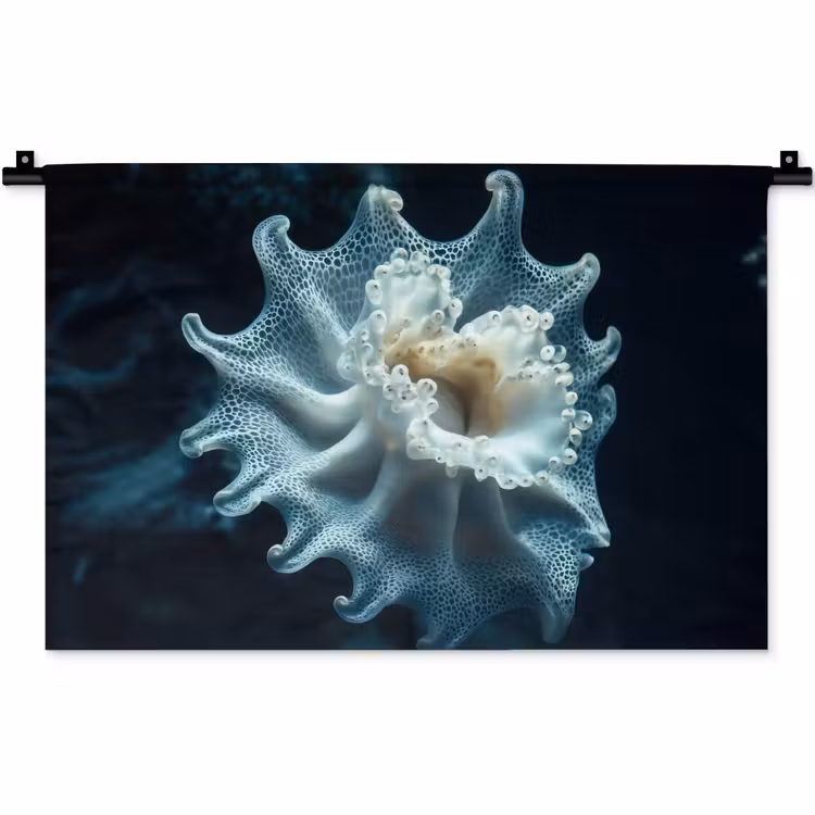 Zeewezen - Wit - Golven - Water Wandkleed katoen klein -zz3d