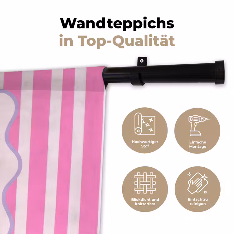 More coffee - Roze - Paars - Strepen - Mok Wandkleed katoen klein -tsfeer2_DE