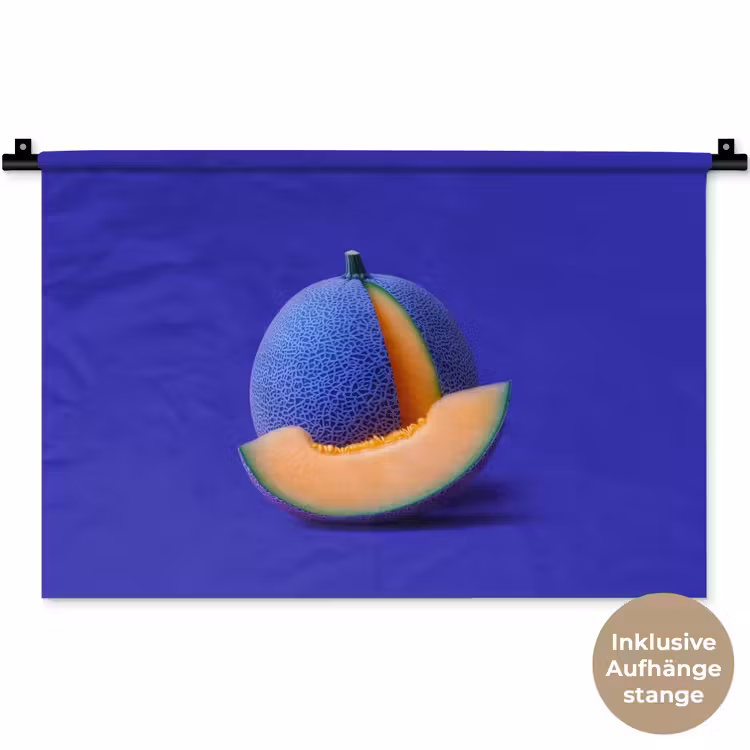 Meloen - Blauw - Oranje - Kunstzinnig Wandkleed katoen klein -t3d_DE
