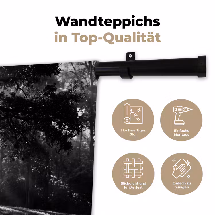 Mens - Hond - Natuur - Zwart-wit - Silhouet Wandkleed katoen klein -tsfeer2_DE