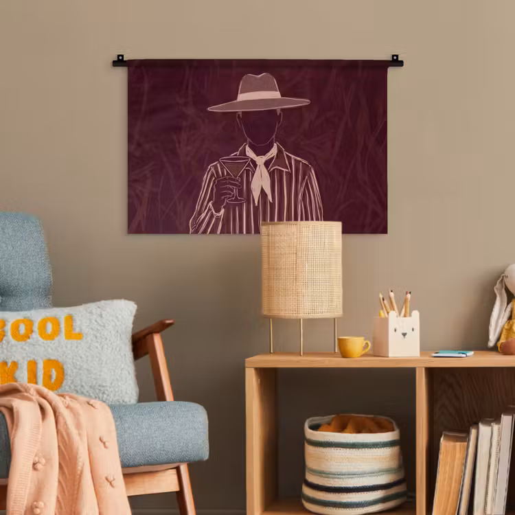 Mens - Hoed - Cocktail - Abstract - Bruin Wandkleed katoen klein -wsfeer4_kind