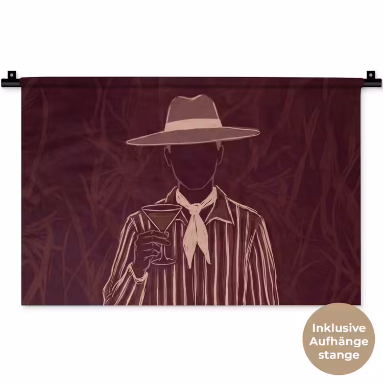 Mens - Hoed - Cocktail - Abstract - Bruin Wandkleed katoen klein -t3d_DE