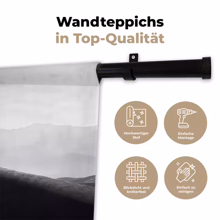 Mens - Kameel - Zandduin - Natuur - Monochroom Wandkleed katoen klein -tsfeer2_DE