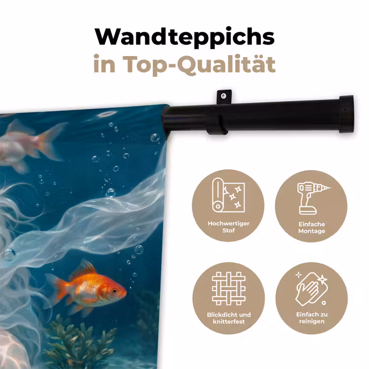 Mens - Onderwater - Vis - Modern - Blauw Wandkleed katoen klein -tsfeer2_DE
