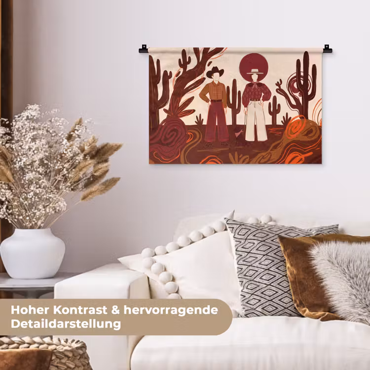 Mensen - Cowboykleding - Westerse stijl - Illustratie - Bruin Wandkleed katoen klein -tsfeer1_DE