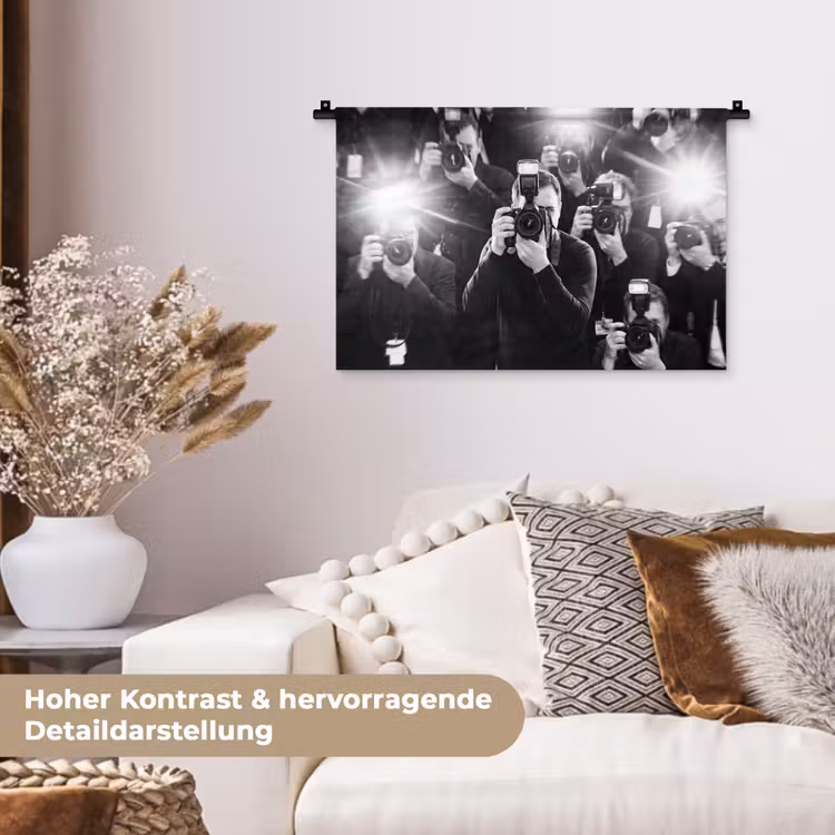 Mensen - Camera - Flitslicht - Zwart-wit - Media Wandkleed katoen klein -tsfeer1_DE